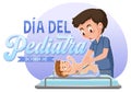 DÃÂ­a del Pediatra text with cartoon character Royalty Free Stock Photo