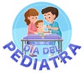 DÃÂ­a del Pediatra text with cartoon character Royalty Free Stock Photo