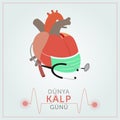 DÃÂ¼nya kalp gÃÂ¼nÃÂ¼, design. Translate: World Heart Day. Vector, illustration.