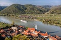 DÃÂ¼rnstein village during spring time in Wachau, Austria Royalty Free Stock Photo