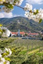 DÃÂ¼rnstein village during spring time in Wachau, Austria Royalty Free Stock Photo