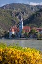 DÃÂ¼rnstein village during spring time in Wachau, Austria Royalty Free Stock Photo