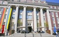 View on historic magnificient facade of former local court building, impressiv pillars neo baroque style Royalty Free Stock Photo