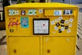 Public yellow mail box / "Briefkasten" made of steel plate.