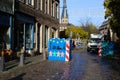 Heavy stone blocks at entrance of german Christmas market for prevention of terrorist attack