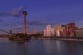 Dusseldorf, Germany - Rhine River, TV Tower and the Iconic Harbor Buildings