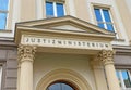 Ancient building facade with lettering of german Justizministerium