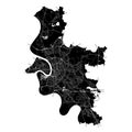 DÃÂ¼sseldorf, North Rhine-Westphalia, Germany, Germany, Black and White high resolution vector map