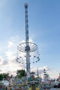 DÃÂ¼sseldorf, NRW, Germany - 07 14 2022: free fall tower Bayern Tower waiting for guests on the Dusseldorfer Rheinkirmes