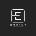 Initial E logo design vector dark concept with white square element .