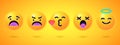 Round emoticons Yellow Emoji faces emoticon smile, digital smiley expression emotion feelings, chat cartoon emotes Royalty Free Stock Photo