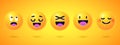 Round emoticons Yellow Emoji faces emoticon smile, digital smiley expression emotion feelings, chat cartoon emotes Royalty Free Stock Photo