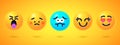 Round emoticons Yellow Emoji faces emoticon smile, digital smiley expression emotion feelings, chat cartoon emotes Royalty Free Stock Photo