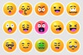 Round emoticons Yellow Emoji faces emoticon smile, digital smiley expression emotion feelings, chat cartoon emotes Royalty Free Stock Photo