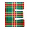 E ALPHABET LETTER - Scottish style fabric texture Letter Symbol Character on White Background