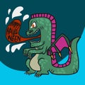 Godzilla dragon monster Halloween cartoon illustration