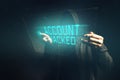 E-bank account hacked, unrecognizable computer hacker stealing p Royalty Free Stock Photo