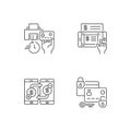 E bank service and security linear icons set