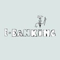 E-banking - handwritten inscription on a blue background Royalty Free Stock Photo