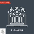 E-Banking Icon. Thin Line Vector Illustration