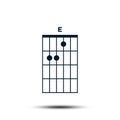 E, Basic Guitar Chord Chart Icon Vector Template