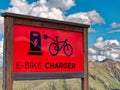 E-bike charger station on mountain in summer