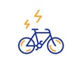 E-bike line icon. Motorized bicycle transport sign. Vector