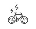 E-bike line icon. Motorized bicycle transport sign. Vector