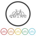 E-bike logo design. Set icons in color circle buttons Royalty Free Stock Photo