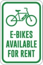 E-Bike Rental Sign | Electric Bicycles Available for Rent | Bike Shop Signage | Vacation Destination and Greenway Resources