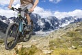 E bike rider mountain trail Royalty Free Stock Photo