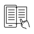 E-book icon. Online library. Reading Electronic book. E-learning concept