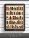 E-book library concept in flat design Royalty Free Stock Photo