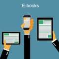 E-book. Mobile devices technology concept. Online reading and. Mobile devices technology concept.