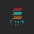 E-book mockup logo, internet education or learning icon, online book symbol