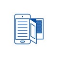 E book,online reading line icon concept. E book,online reading flat vector symbol, sign, outline illustration.