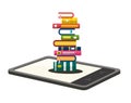 E-book Reader with Books Pile. Vector Illsutration Royalty Free Stock Photo
