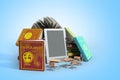 E-book reader Books and tablet on gradient 3d illustration Success knowlage concept Royalty Free Stock Photo