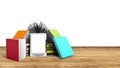 E-book reader Books and tablet on wood 3d illustration Success k Royalty Free Stock Photo