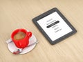 E-book reader and coffee Royalty Free Stock Photo