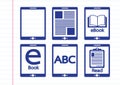 E-book reader and e-reader icons set Royalty Free Stock Photo