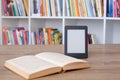 E-book reader on a stack of books Royalty Free Stock Photo