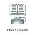 E book reading line icon, vector. E book reading outline sign, concept symbol, flat illustration Royalty Free Stock Photo