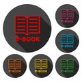 E-Book sign icons set with long shadow Royalty Free Stock Photo