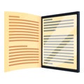 E-book technology application icon, cartoon style