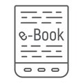 E book thin line icon, e learning and education