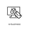 e-business icon. Trendy modern flat linear vector e-business icon on white background from thin line Cryptocurrency economy and f Royalty Free Stock Photo