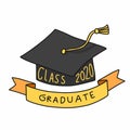 Class 2020 graduate square academic cap cartoon