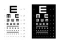 E chart Eye Test Chart tumbling medical illustration. Vector sketch style outline isolated on white and black background Royalty Free Stock Photo