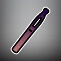 E-cigarette sign. Vector. Violet gradient icon with black and wh